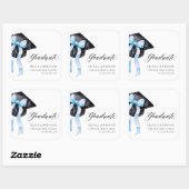 Afstuderen Blue Bow Coquette Graduation Cap Vierkante Sticker (Vel)