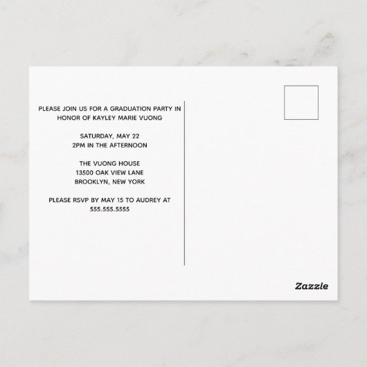 Afstuderen Blue Class of 2021 Custom School Party Briefkaart (Achterkant)