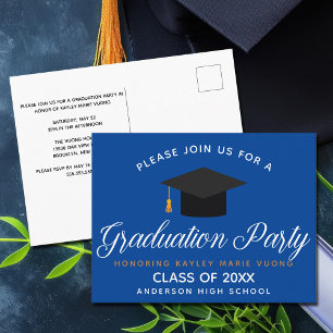 Afstuderen Blue Class of 2021 Custom School Party Briefkaart