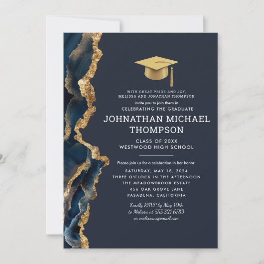 Afstuderen Blue Gold Agate Afstuderen Kaart (Voorkant)