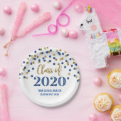 Afstuderen Blue Gold Confetti 2020 Papieren Bordje (Feest)