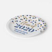 Afstuderen Blue Gold Confetti 2020 Papieren Bordje (Gekanteld)