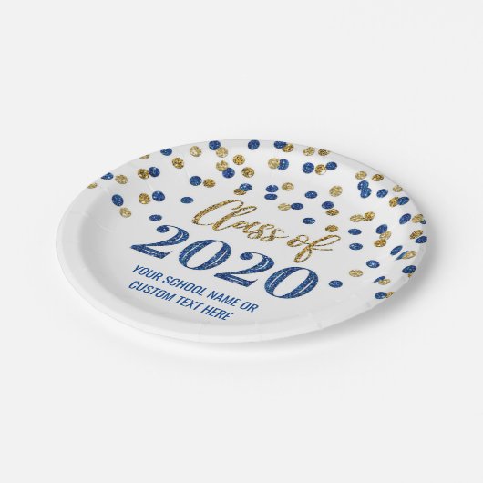 Afstuderen Blue Gold Confetti 2020 Papieren Bordje (Gekanteld)