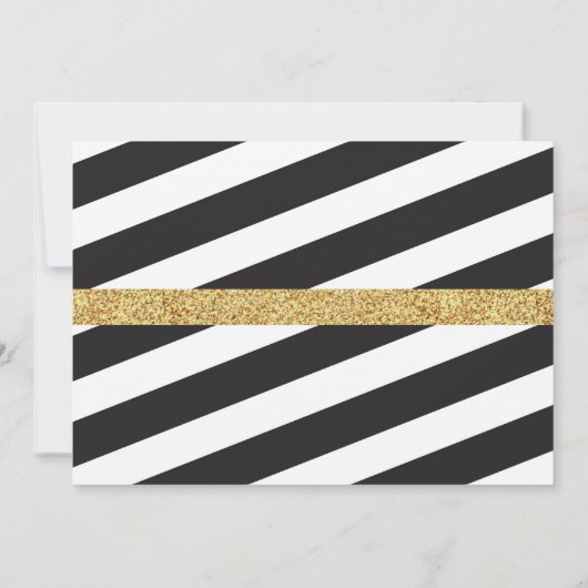 Afstuderen Blue Gold Photo Stripe Glitter Invite Kaart (Achterkant)