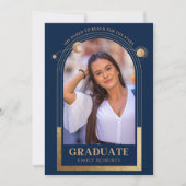 Afstuderen Blue Gold Sun Moon Stars Afstudeerder F Kaart (Voorkant)