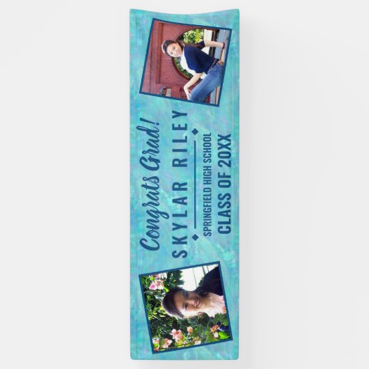 Afstuderen Blue Opal 2 Photo Congring Afstudeerder Spandoek (Verticaal)