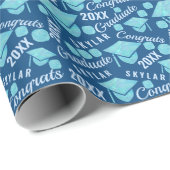 Afstuderen Blue Opal Chic Polka Dot Afstuderen Cadeaupapier (Rol Hoek)