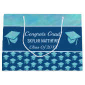 Afstuderen Blue Opal Pattern Trendy Congrates Groot Cadeauzakje (Voorkant)