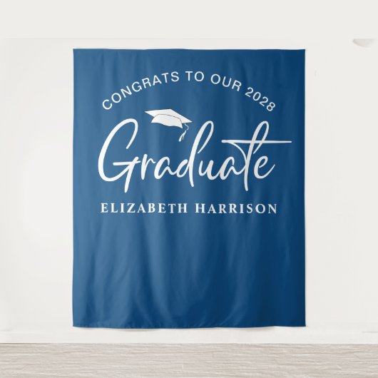 Afstuderen Blue Photo Booth Wandkleed (Voorkant)