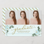 Afstuderen Blush Blauwgroen Afstudeerder Aankondig Aankondiging (Voorkant / Achterkant)