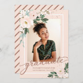 Afstuderen Blush Floral Afstudeerder Aankondiging (Voorkant / Achterkant)