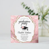 Afstuderen Blush Roze Agate Gold Glitter Kaart (Staand voorkant)