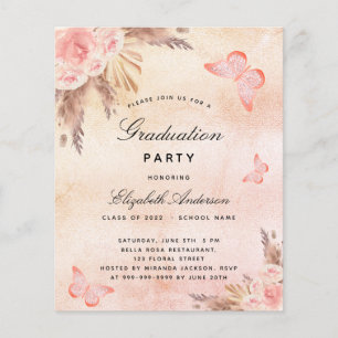 Afstuderen blush vlinder pampas grassen flyer