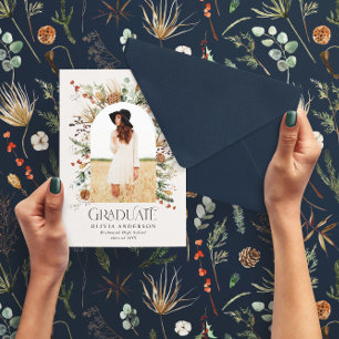 Afstuderen boeg 1 foto blauw botanisch modern aankondiging