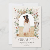 Afstuderen boeg 1 foto botanisch modern aankondiging (Voorkant)