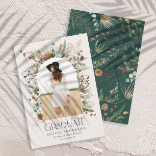 Afstuderen boeg 1 foto groene botanische moderne a aankondiging