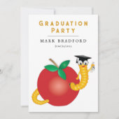 Afstuderen boekworm met diploma van afgestudeerden kaart (Voorkant)