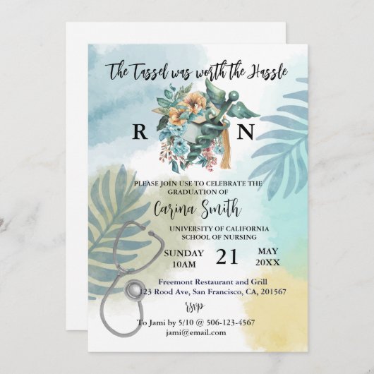 Afstuderen Boho Botanische Floral Kaart (Voorkant / Achterkant)