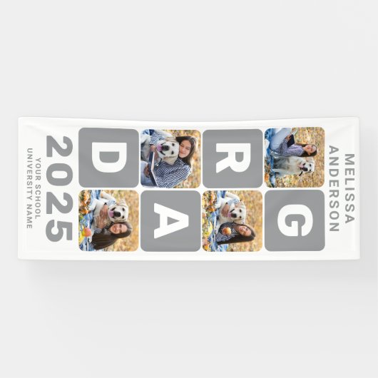 Afstuderen Bold Trendy Personalized Photo Collage Spandoek (Horizontaal)