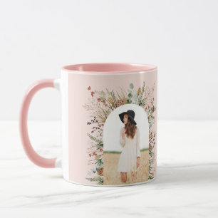 Afstuderen boog 1 foto roze botanische moderne mok