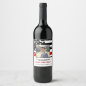 Afstuderen brandweerfotodun rode lijn wijn etiket (Voorkant)