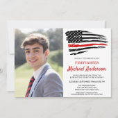 Afstuderen brandweerman vuurman foto rode lijn kaart (Voorkant)