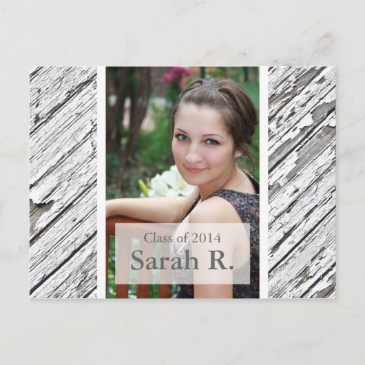 Afstuderen Briefkaart Uitnodiging - Houten Textuur (Voorkant)