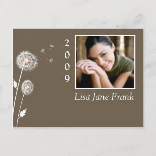 Afstuderen briefkaarten, paardenbloemen uitnodiging briefkaart