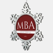 Afstuderen Burgundy White Name Year MBA Tin Sneeuwvlok Ornament (Rechts)