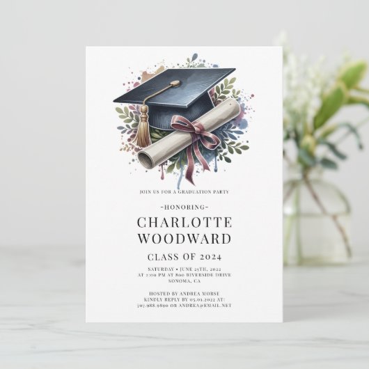 Afstuderen Cap & Diploma Afstudeerder Party Kaart (Staand voorkant)