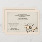Afstuderen Cap en Diploma Uitnodiging (Voorkant / Achterkant)