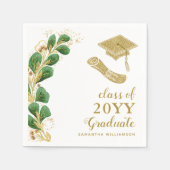 Afstuderen Cap Faux Gold Year Script Elegant Servet (Voorkant)