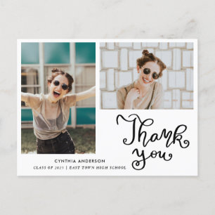 Afstuderen Casual Bedankt Script Photo Collage Briefkaart