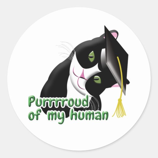 Afstuderen Cat Ronde Sticker (Voorkant)