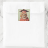 Afstuderen Cat Vierkante Sticker (Tas)