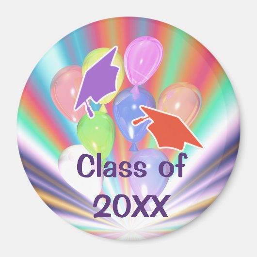 Afstuderen Celebration Petten and Balloons Magnet Magneet (Voorkant)