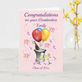 Afstuderen Celebration Pink Kaart (Gele Bloem)