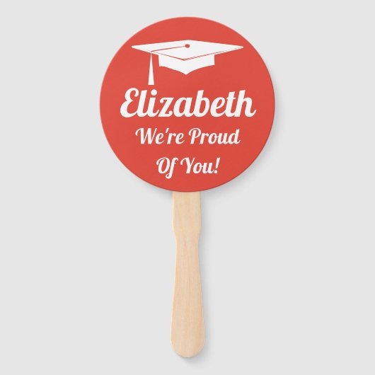 Afstuderen ceremonie feest schreeuwen handwaaier (Voorkant)