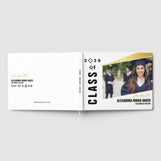 Afstuderen Ceremony Bash Party Sign in Black White Gastenboek (Volledig)