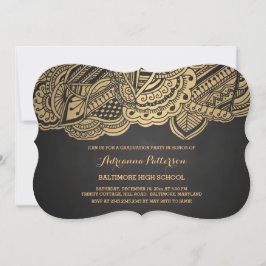 Afstuderen |  Chalkboard Gold Mandala Pattern Kaart