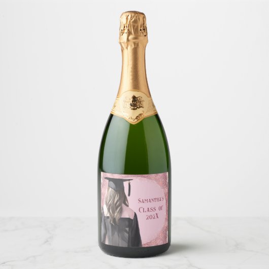Afstuderen Champagne Gepersonaliseerde labels Sparkling Wijnetiket (Voorkant)