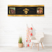 Afstuderen Chic Gold Gefeliciteerd Foto Spandoek (Insitu)