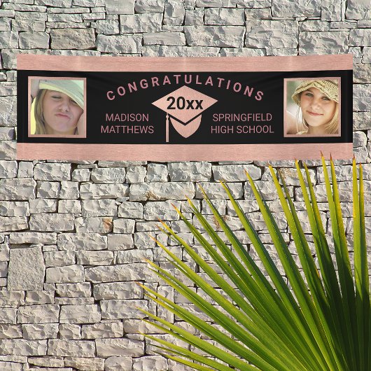 Afstuderen Chic Roos Gold Gefeliciteerd Foto Spandoek