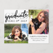Afstuderen chic script | Simple 2 foto dank u Briefkaart (Voorkant)