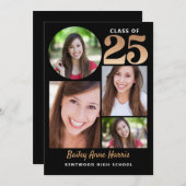 Afstuderen Circle Black Class van 2025 Printable Kaart (Voorkant / Achterkant)