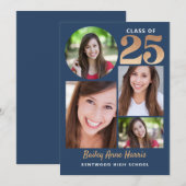 Afstuderen Circle Blue Class van 2025 Printable Kaart (Voorkant / Achterkant)