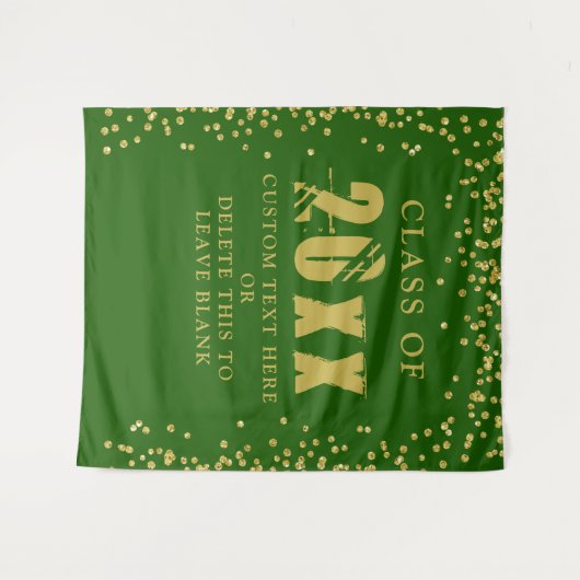 Afstuderen CLASS JAAR Green Gold Confetti Backdrop Wandkleed (Voorkant (horizontaal))