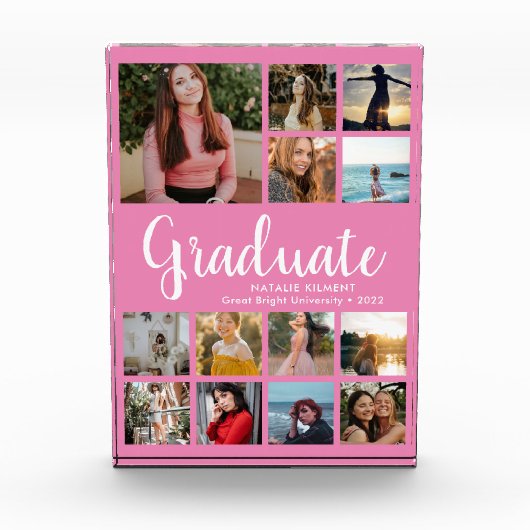 Afstuderen Collage Afstuderen Roze fotoblok (Voorkant)