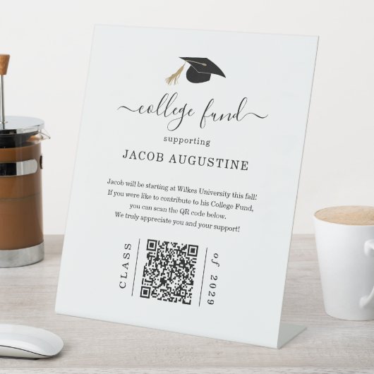 Afstuderen College Fund met QR-code Reclamebord Met Voetstuk (Insitu)