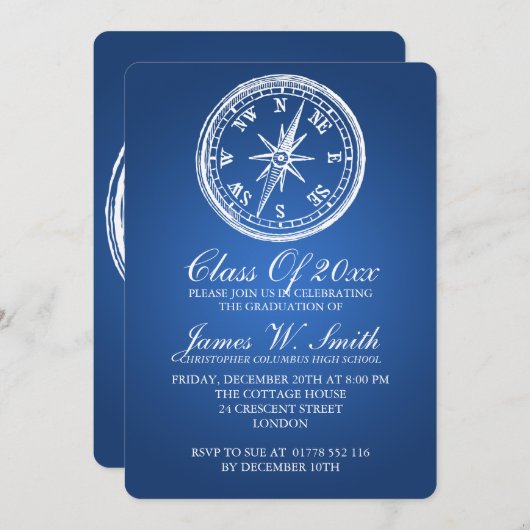 Afstuderen  Compass Blue Kaart (Voorkant / Achterkant)